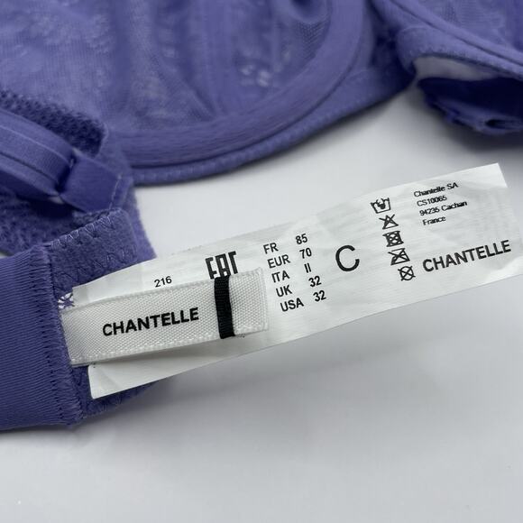 Chantelle Size 32C Purple Lace Bra Unpadded Underwire FR 85 NEW - Picture 5 of 6